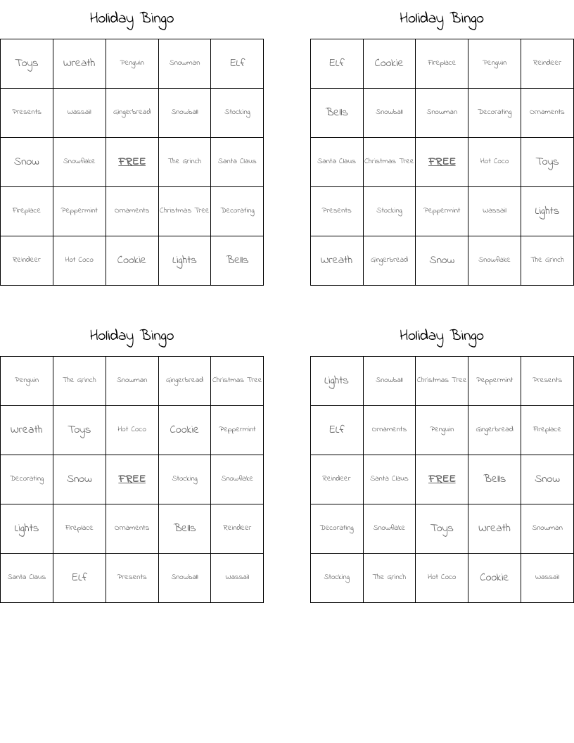 Holiday Bingo 