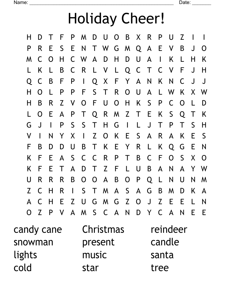 Holiday Cheer! Word Search