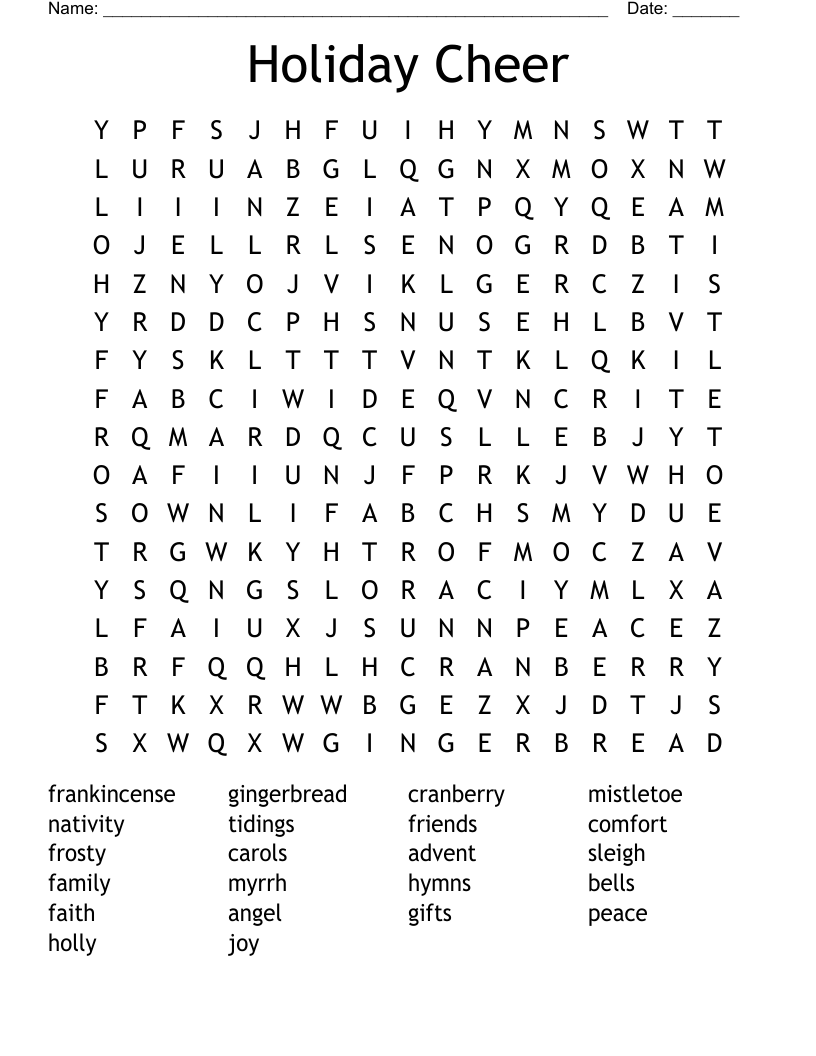 Holiday Cheer Word Search