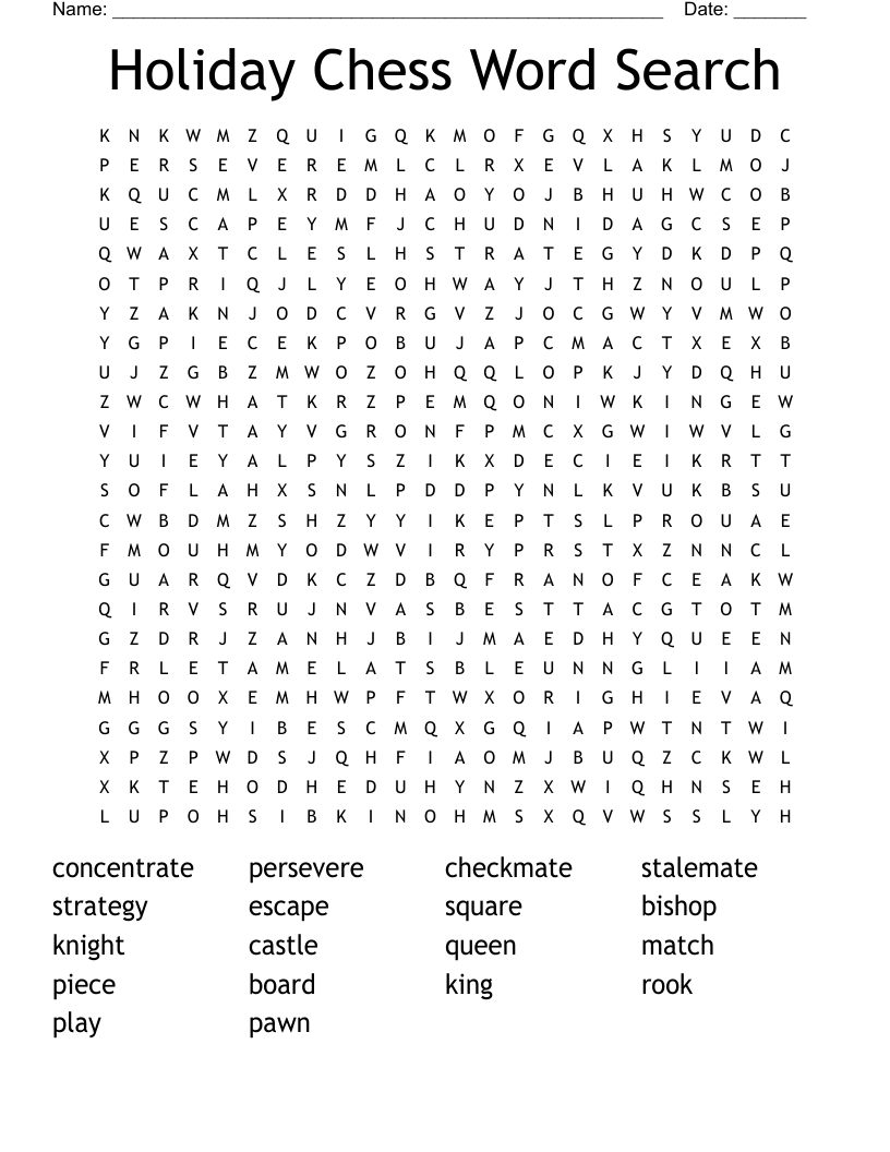 Holiday Chess Word Search