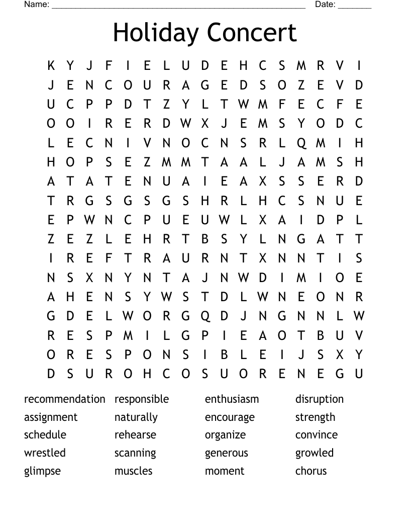 Holiday Concert Word Search