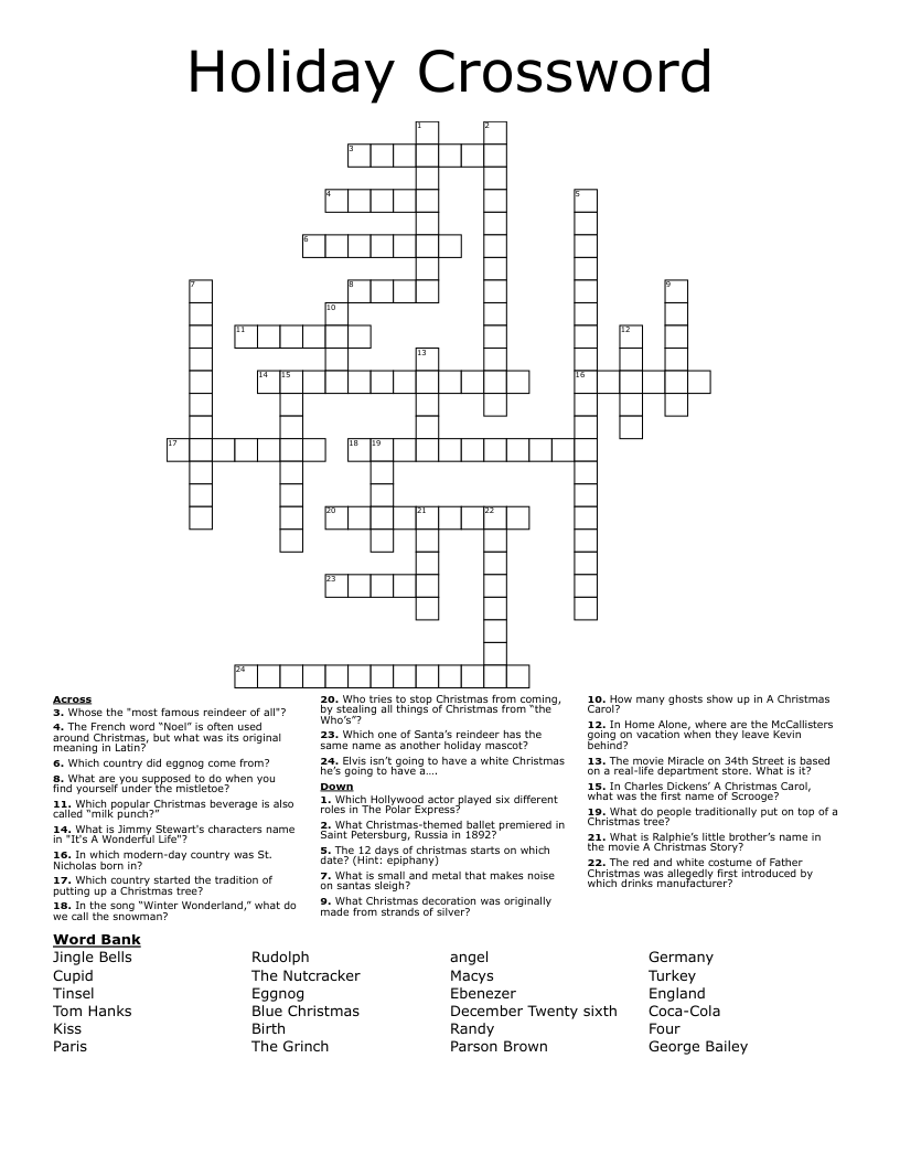 Holiday Crossword