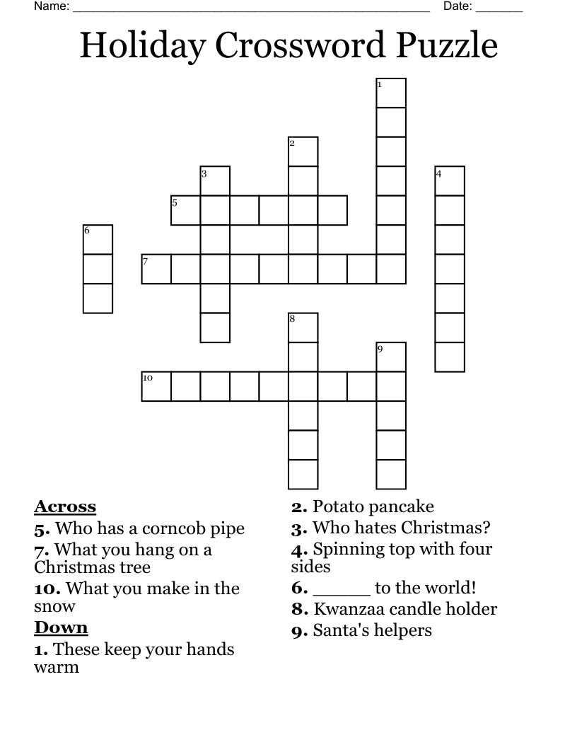 Holiday Crossword Puzzle