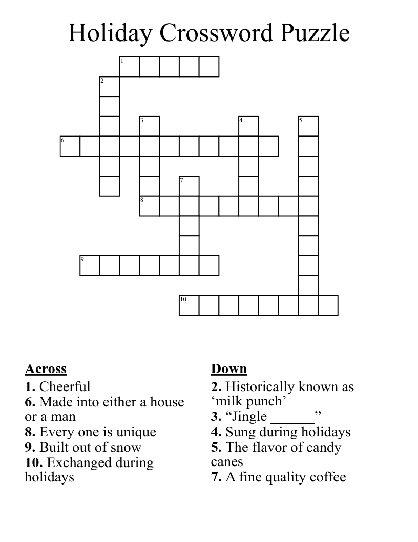 Holiday Crossword Puzzle