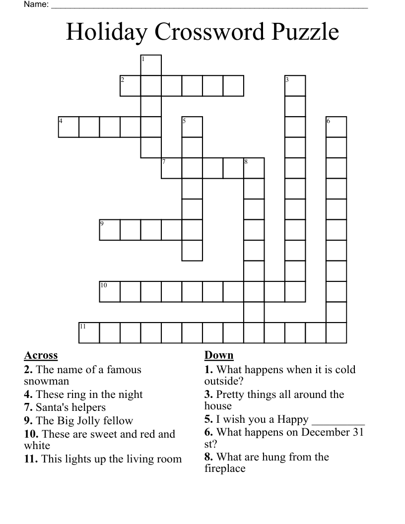Holiday Crossword Puzzle