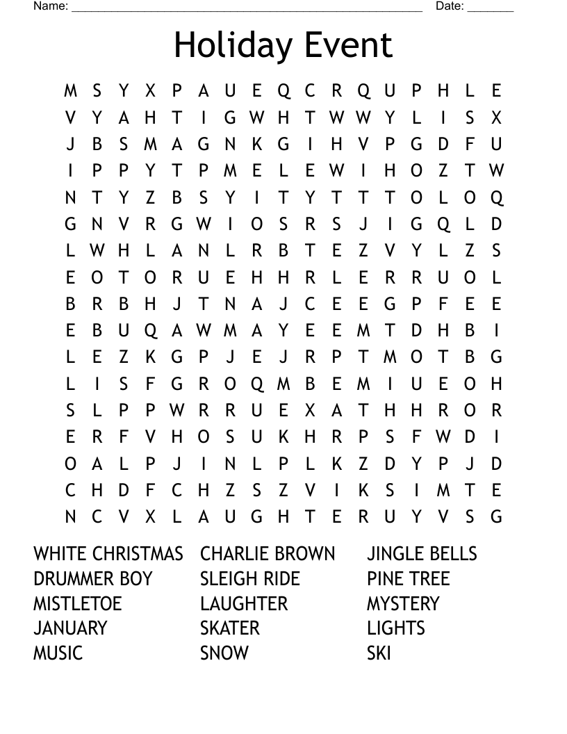 Holiday Event Word Search