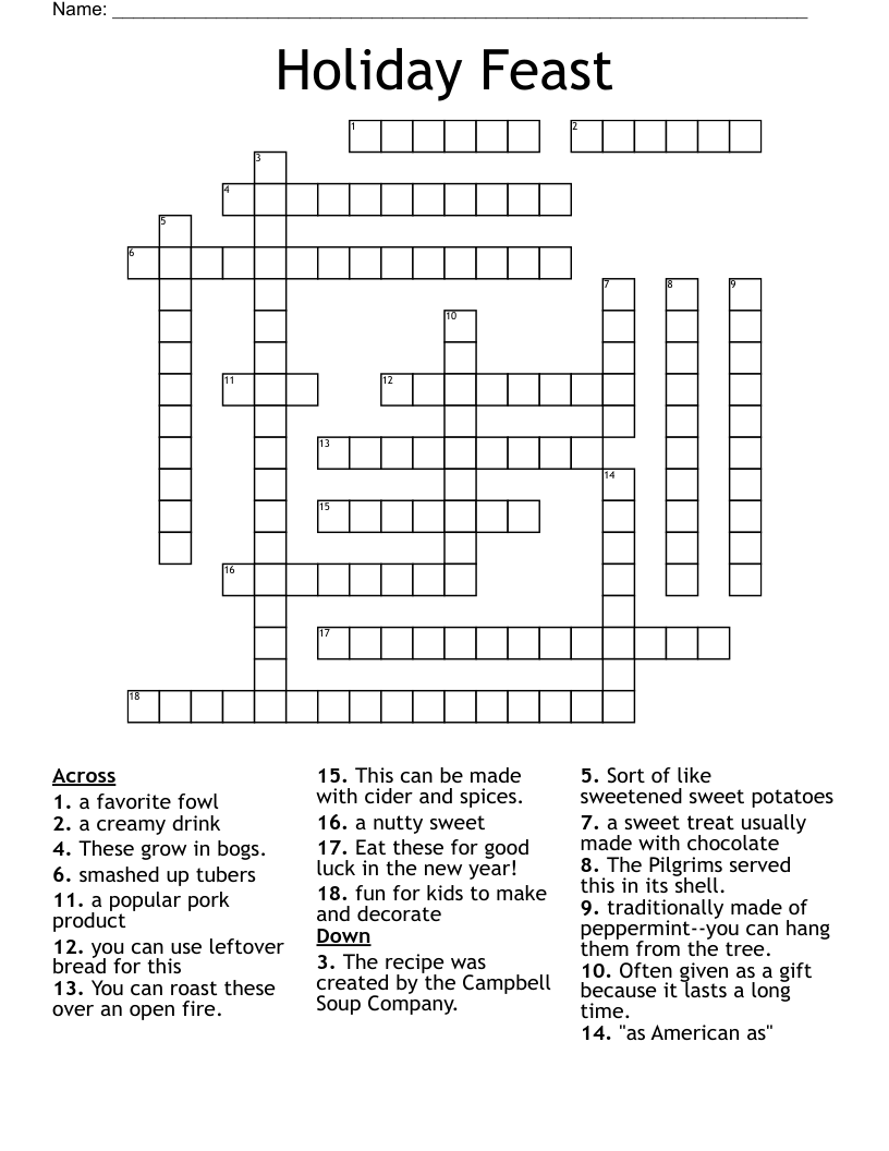 Holiday Feast Crossword