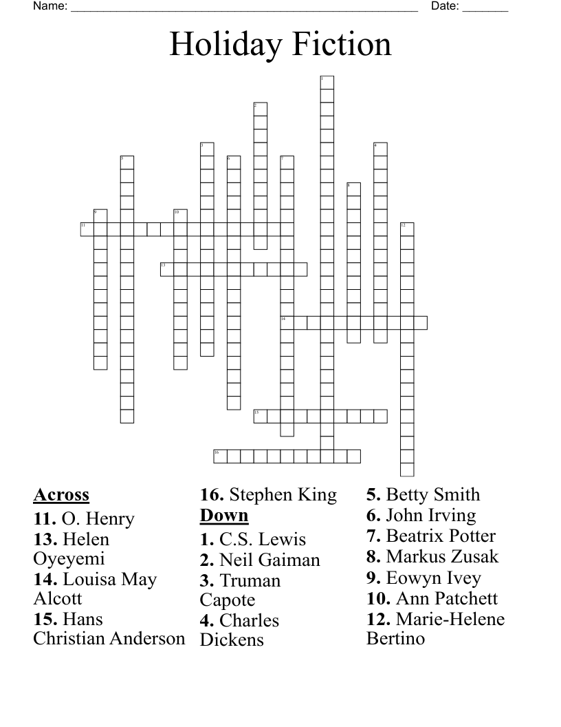 Holiday Fiction Crossword