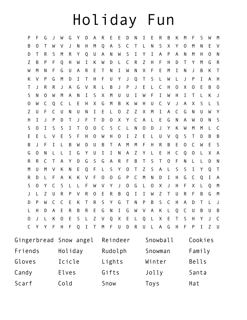 Holiday Fun Word Search