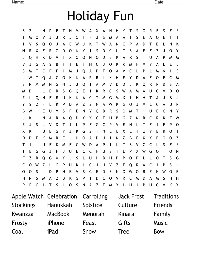 Holiday Fun Word Search