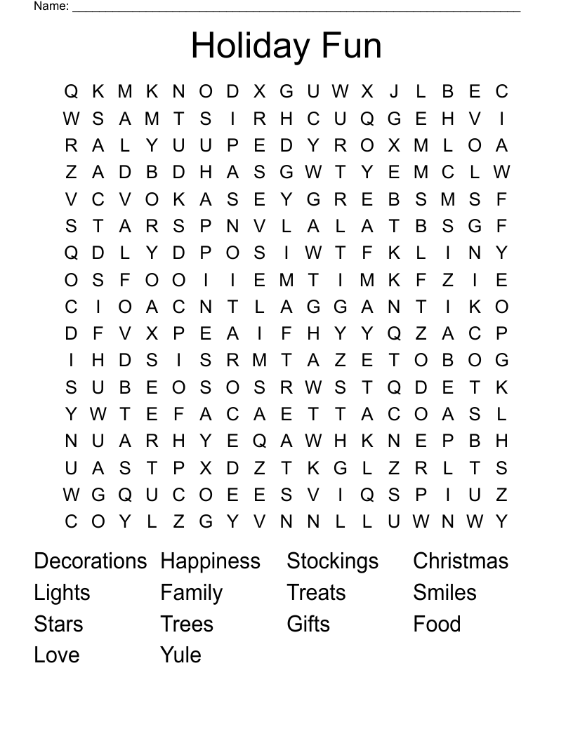 Holiday Fun Word Search