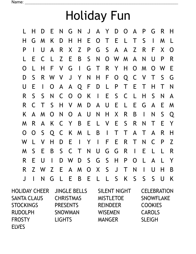 Holiday Fun Word Search