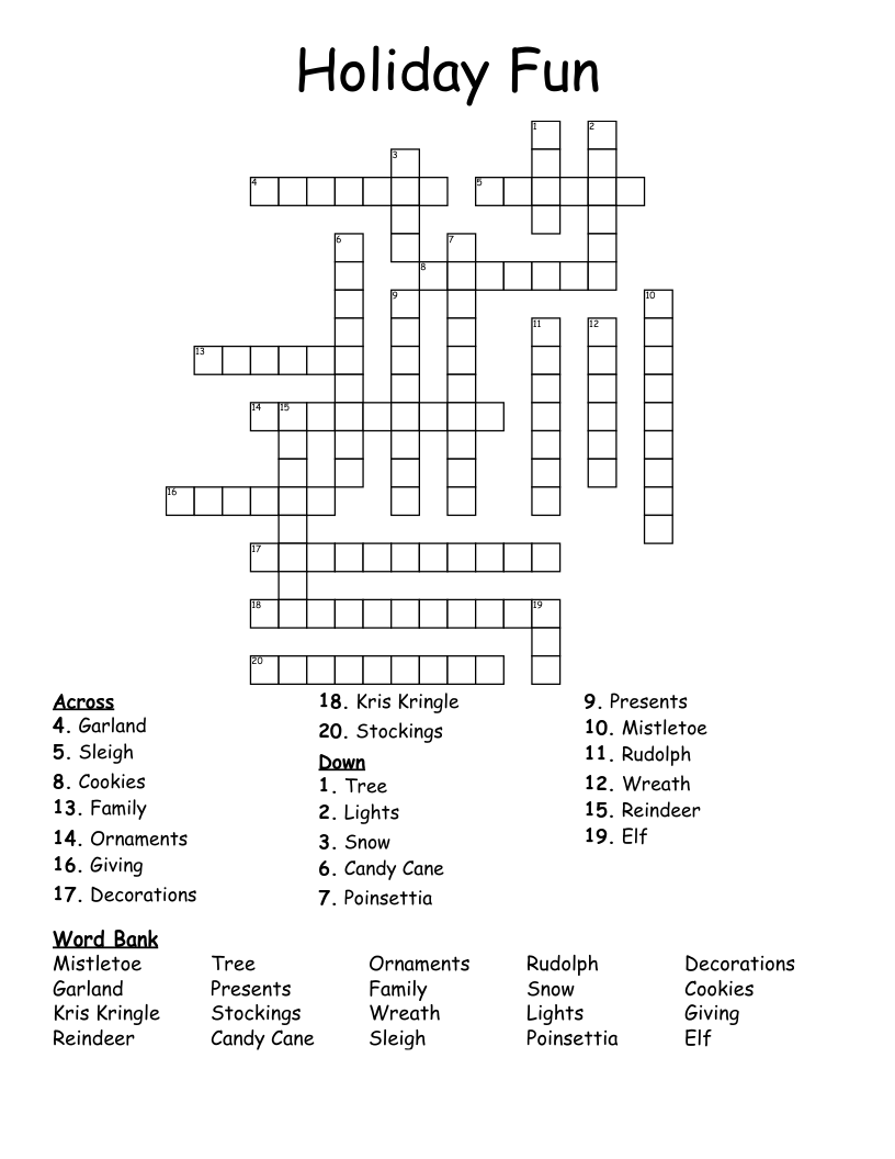Holiday Fun Crossword