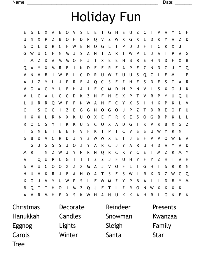 Holiday Fun Word Search