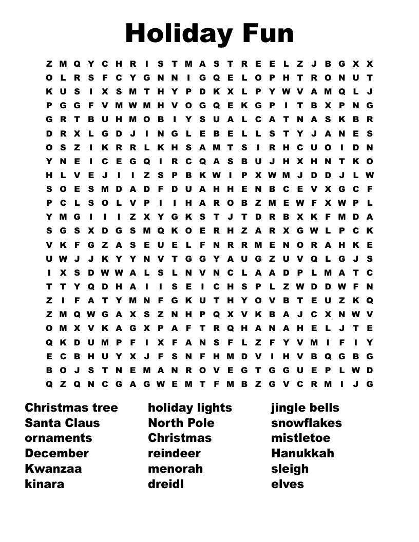 Holiday Fun Word Search