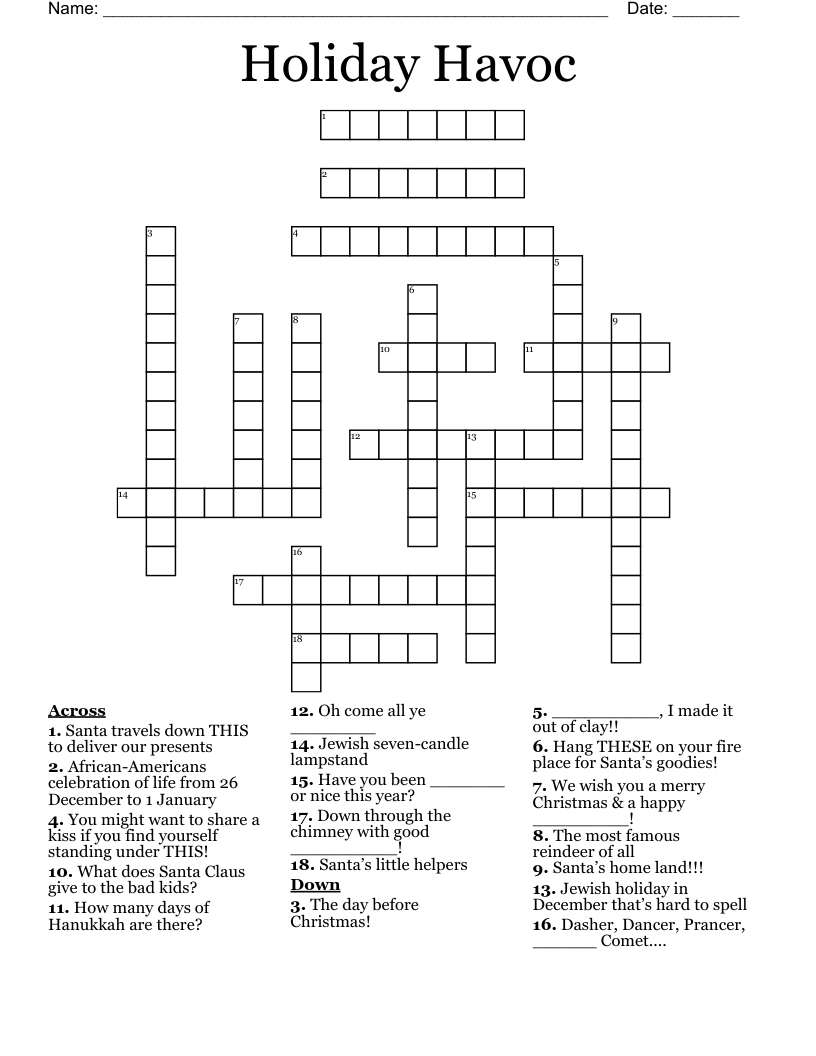 Holiday Havoc  Crossword