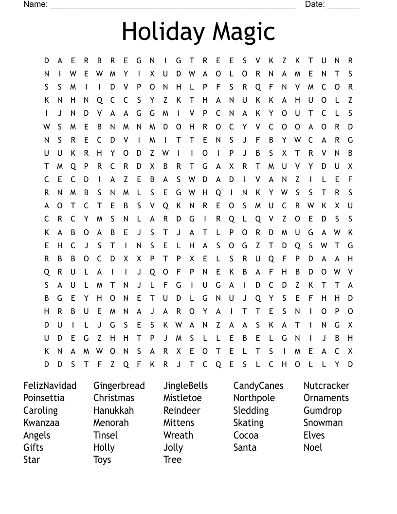Holiday Magic Word Search
