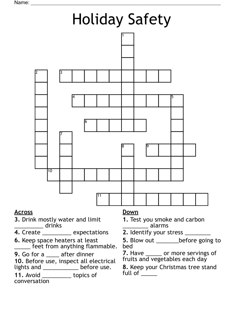Holiday Safety Crossword