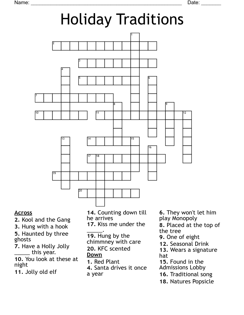 Holiday Traditions Crossword