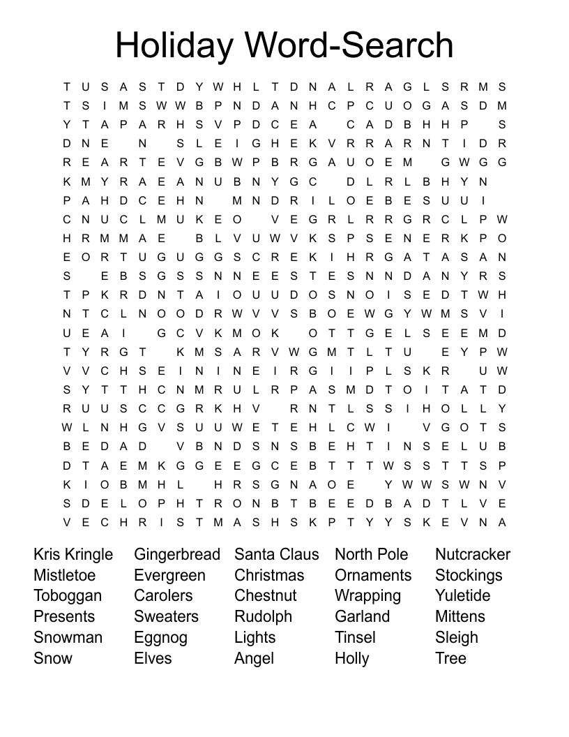Holiday Word-Search Word Search