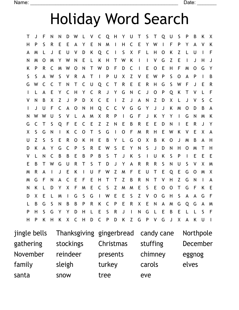 Holiday Word Search