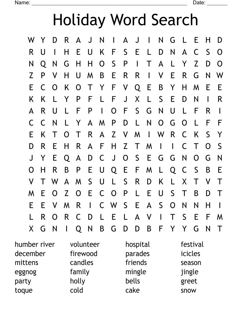 Holiday Word Search
