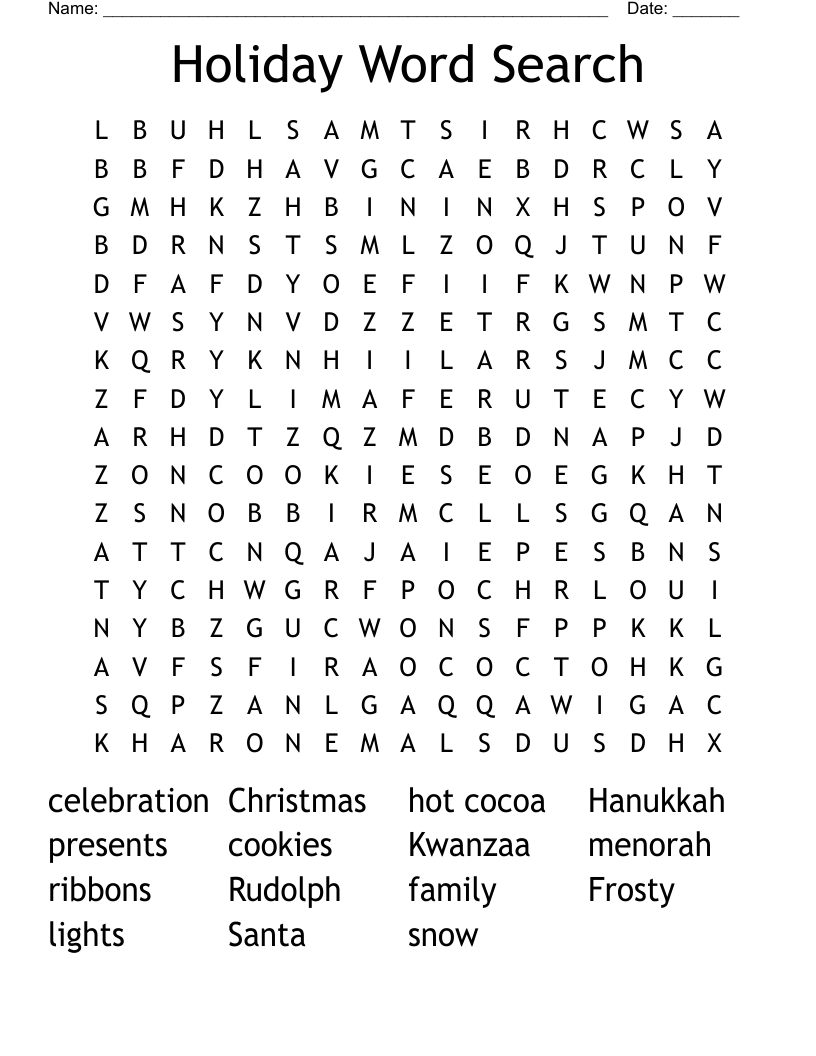 Holiday Word Search