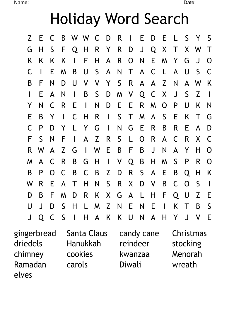 Holiday Word Search