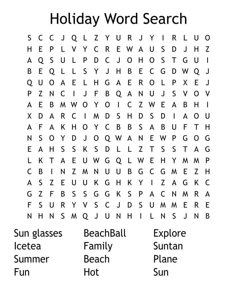 Holiday Word Search 