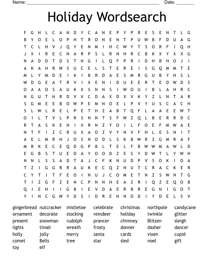 Holiday Wordsearch