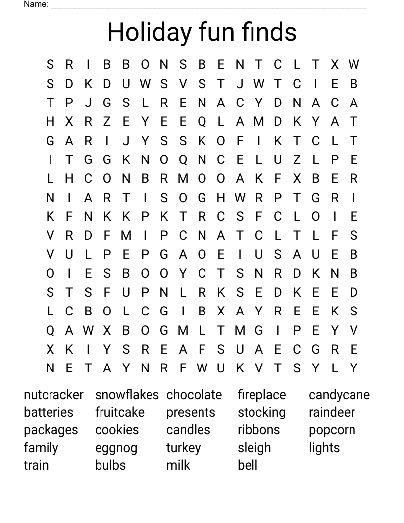 Holiday fun finds Word Search