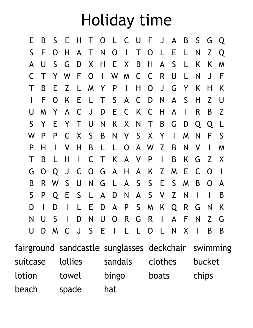 Holiday time Word Search