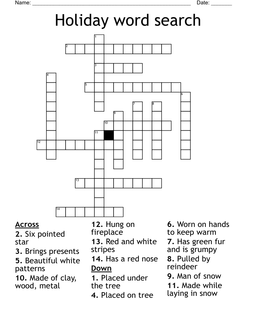 Holiday word search Crossword