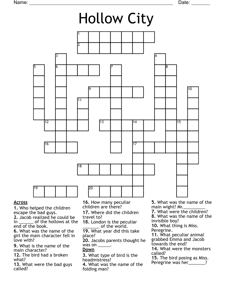 Hollow City Crossword