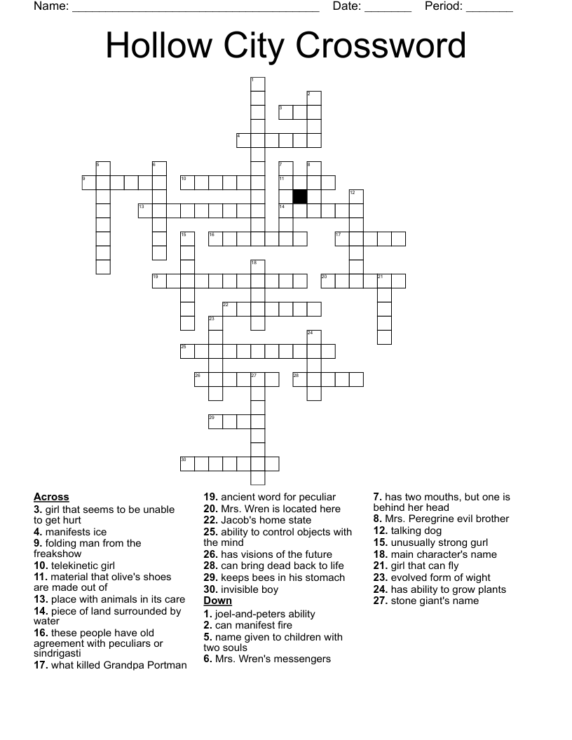 Hollow City Crossword
