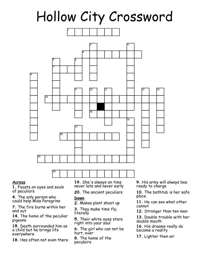 Hollow City Crossword