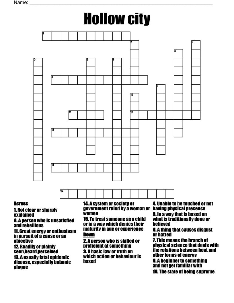 Hollow city Crossword