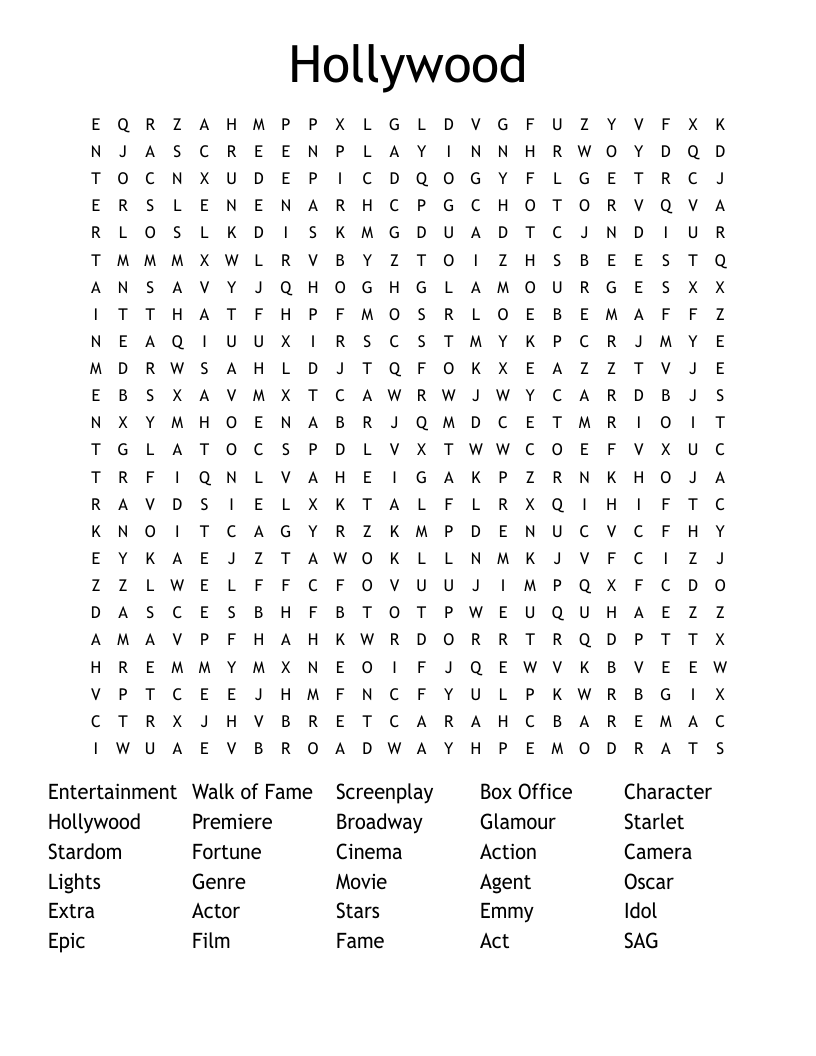 Hollywood Word Search