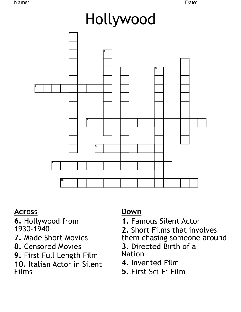 Hollywood  Crossword
