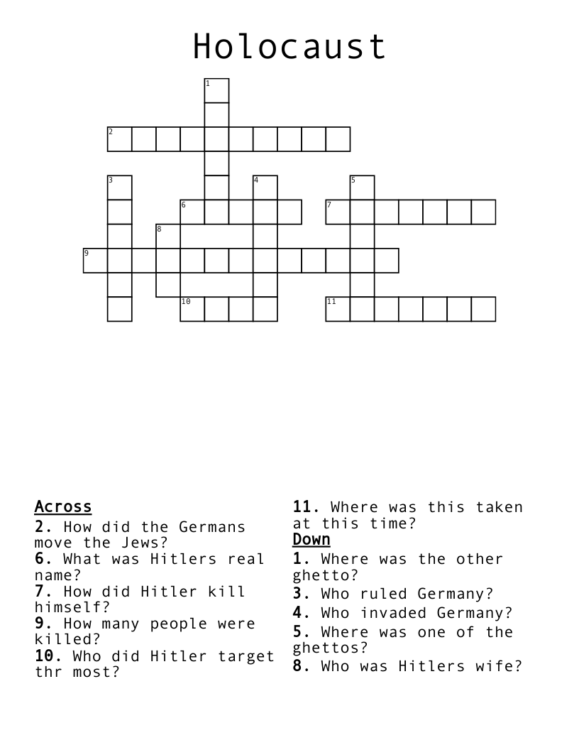 Holocaust Crossword