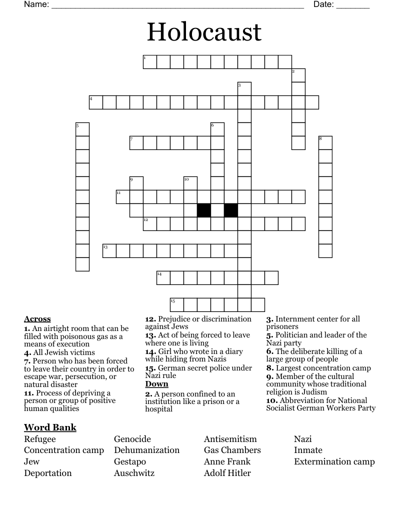 Holocaust Crossword