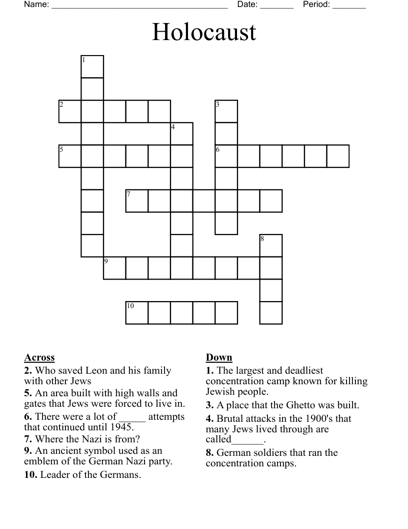Holocaust Crossword