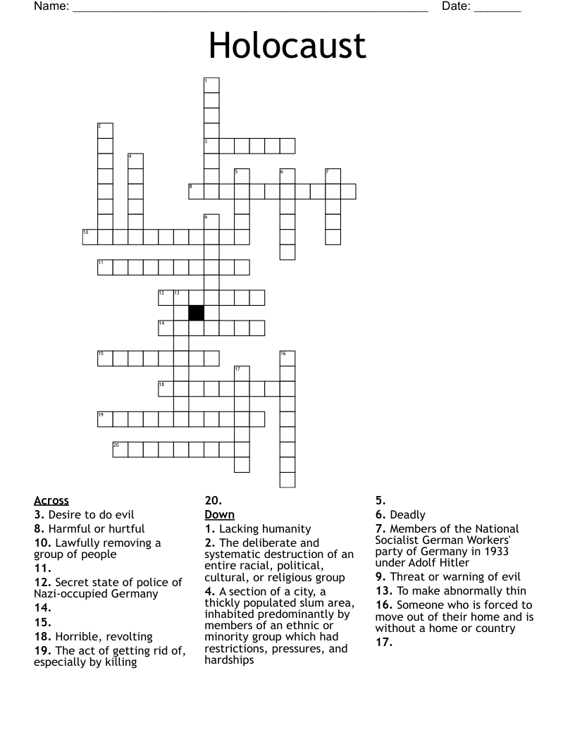Holocaust Crossword