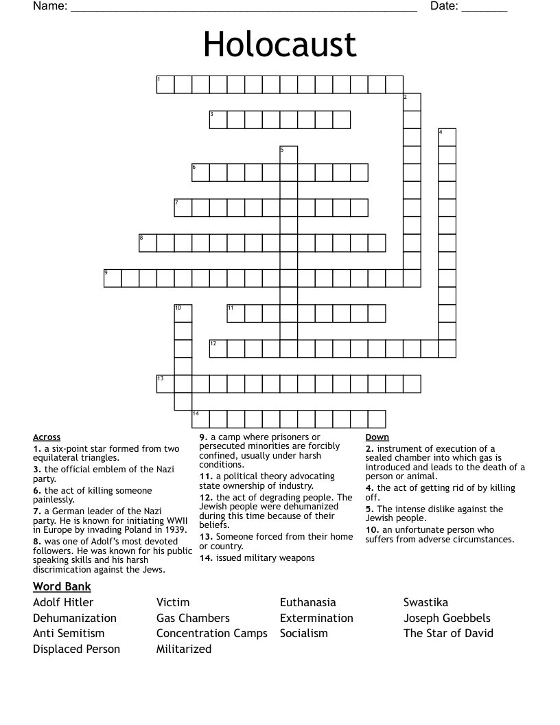 Holocaust Crossword