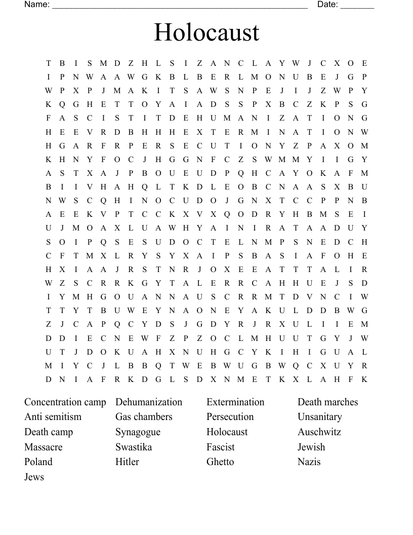 Holocaust Word Search