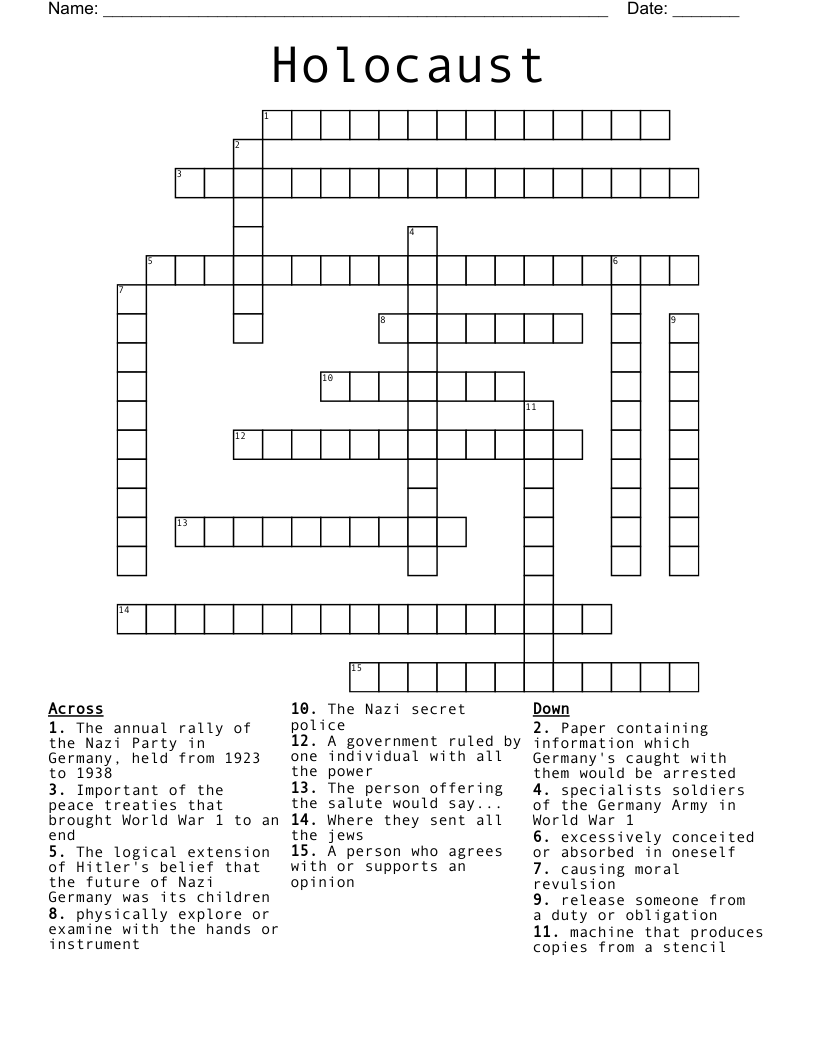Holocaust Crossword