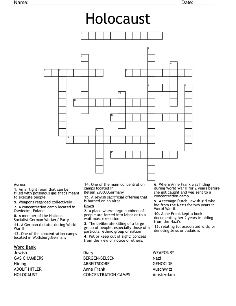 Holocaust Crossword