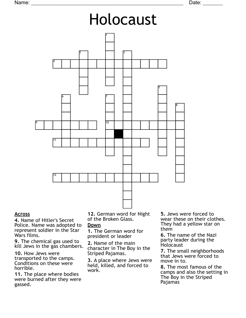 Holocaust Crossword