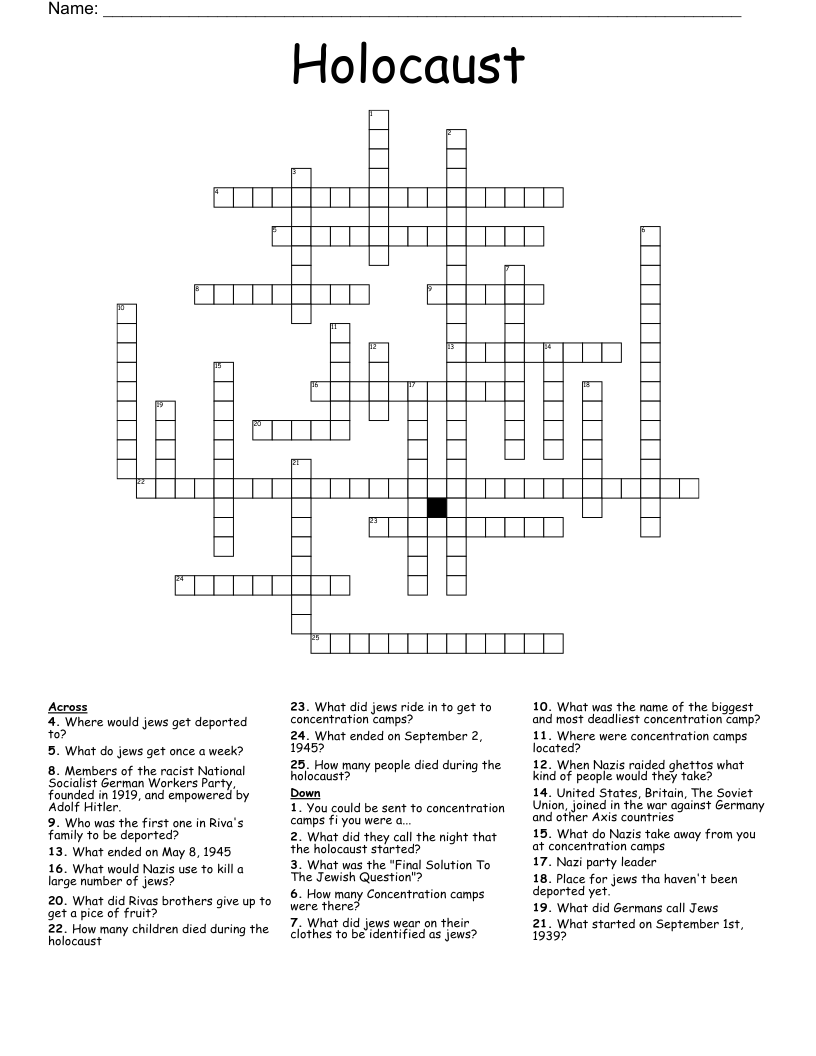 Holocaust Crossword