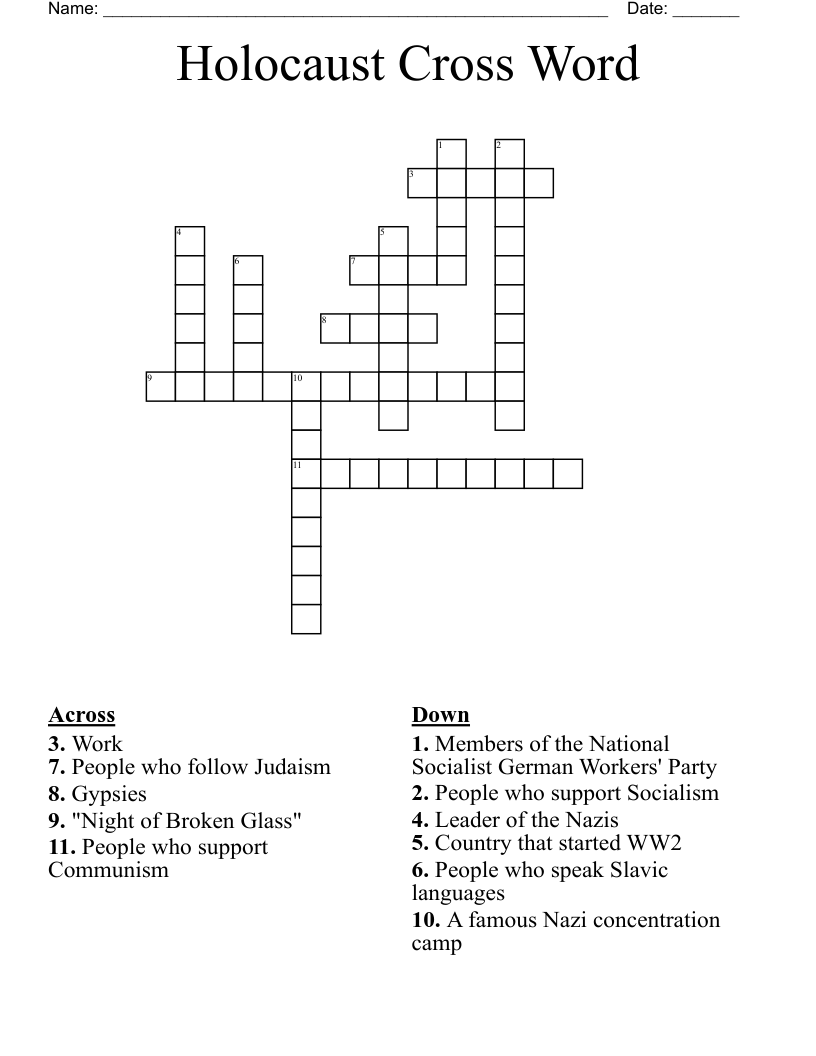 Holocaust Cross Word